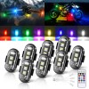 MICTUNING RGB LED Strobe Lights 8pc Flash Emergency Signal Light