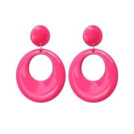 Retro Neon Dangle Earrings for Women 70s 80s Acrylic Hoop Drop Earrings Statement Costume Jewelry-rose
