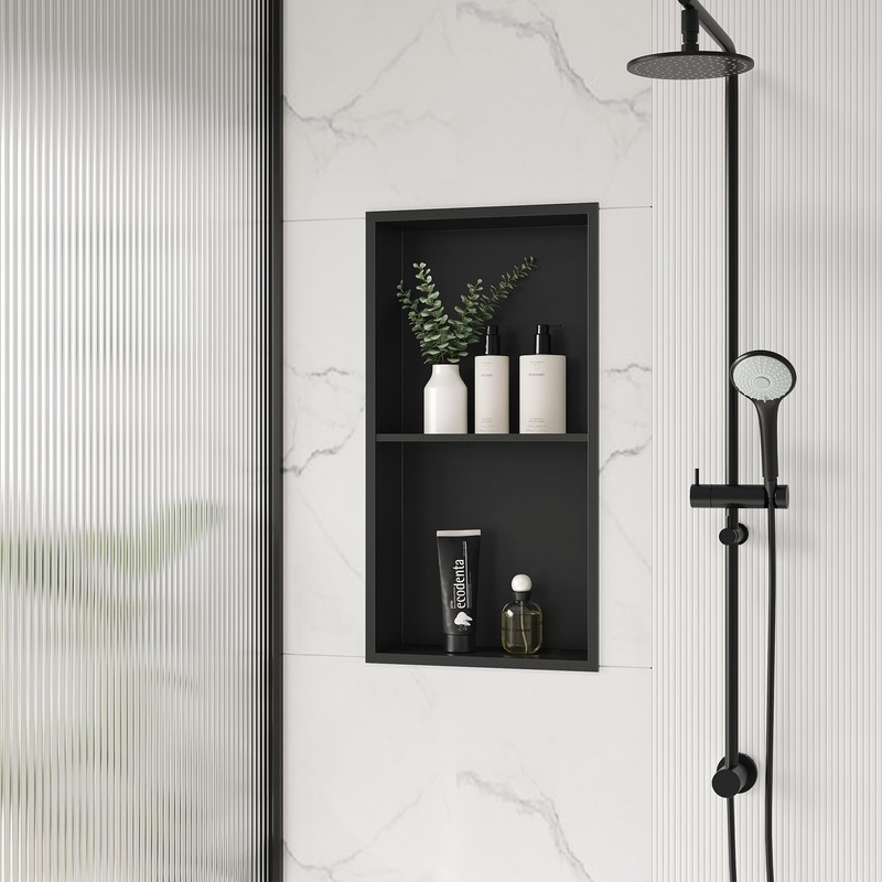Qeke Stainless Steel Shower Niche 24" X 12", No Tile
