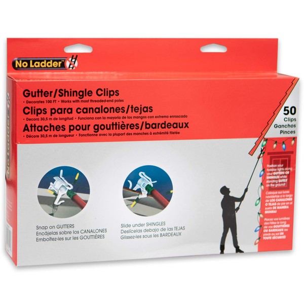No Ladder 50 Count Gutter and Shingle Clips by Dyno Seasonal Solutions, Clear