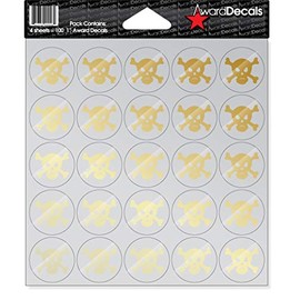 Award Decals Skull and Crossbone (100 Stickers) (Vegas Gold on Clear)