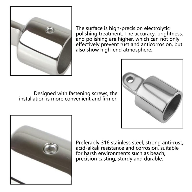 SEIWEI 1PCS 316 Stainless Steel Pipe Eye End Cap Bimini