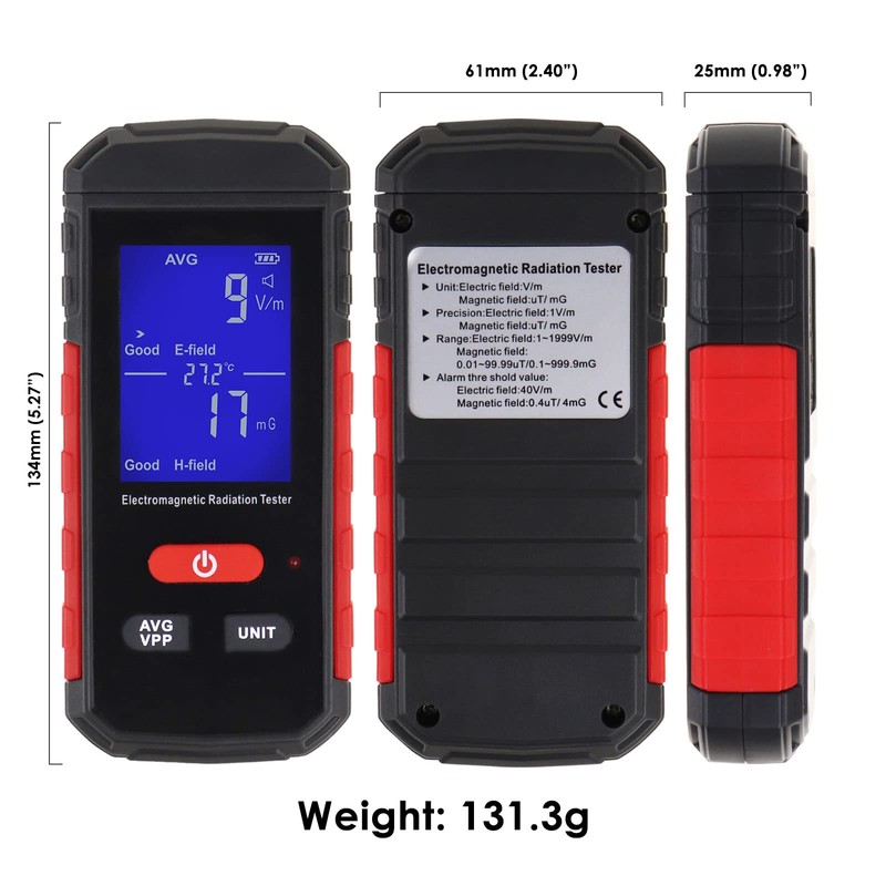 EMF Electromagnetic Radiation Detector EMF Meter Temperature Tester with Sound