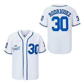 Youth #30 Sandlot Benny The Jet Rodriguez Movie Kids Baseball Jersey Stitched Christmas Summer White Size L