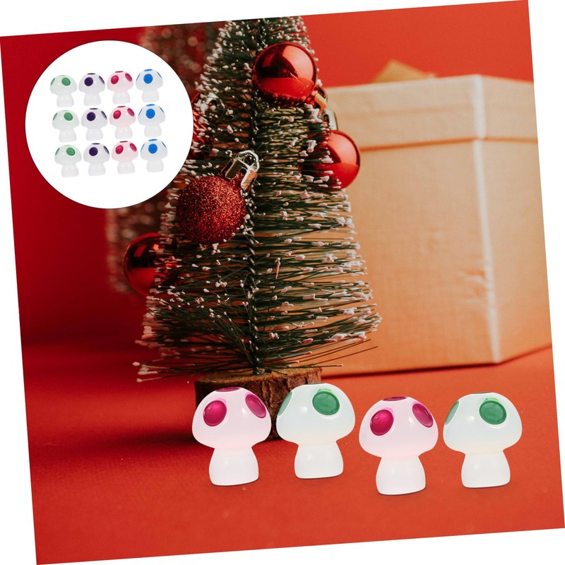ORFOFE 40pcs Luminous Miniaturized Mushrooms Resin Decoration Pieces Night-Light Mushroom