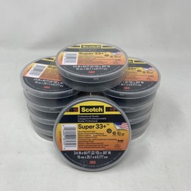 Scotch, 3M Lot of 10 Rolls Scotch 3M Super 33+ 3/4" X 66' Black Electrical Tape NEW!