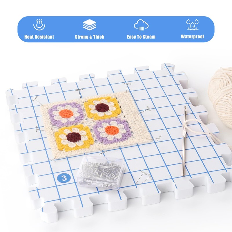 Coopay Blocking Mats 9 Pack, Knitting Blocking Mats Set and