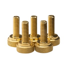 1/4-20 Thumb Screws Brass Knurled 3/4" Thread Length 5 Pack