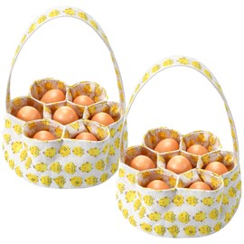 2 Pieces Egg Bags Egg Basket Mini Egg Collecting Basket Egg Gathering Basket with 7 Pouches for Farmhouse Chicken Hen Duck Goose Housewife Garden Transporting Storage, 8 x 2.6 Inch (Pretty)