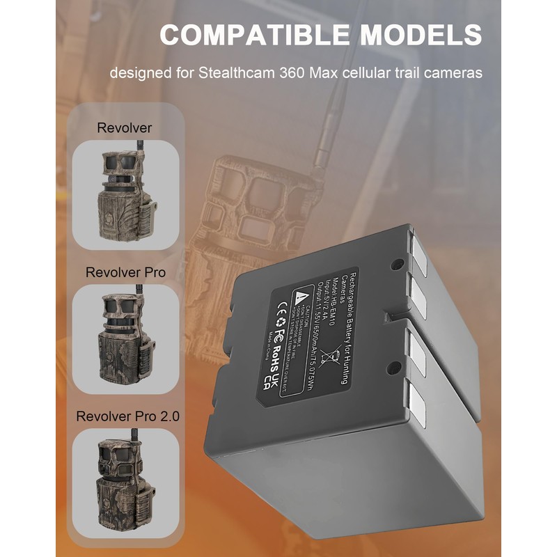 ROYEUEU Battery for Stealth Cam Revolver 360: 2-Pack Cartridge Rechargeable