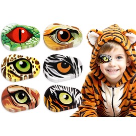 JarThenaAMCS 120Pcs Animal Theme Adhesive Eye Patch Breathable Kid Light Blocking Eyepatch 6 Styles Eye Bandage Pad for Lazy Eye Amblyopia, 2 x 3 Inch