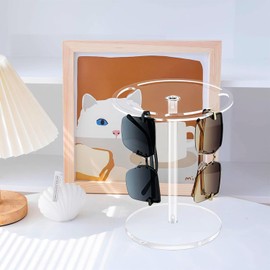 koundeneko Eyeglass Storage, Sunglasses Stand, 12 Piece Storage, Clear Acrylic, 360° Rotation, Display Stand, Large Capacity, Space Saving, Necklace, Bracelet, Small Storage, Tabletop, Room, Office