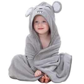 MICHLEY Animal Hooded Baby Bath Towel Toddler Premium Cotton Absorbent Bathrobe for Girls Boys 0-6T, Mouse
