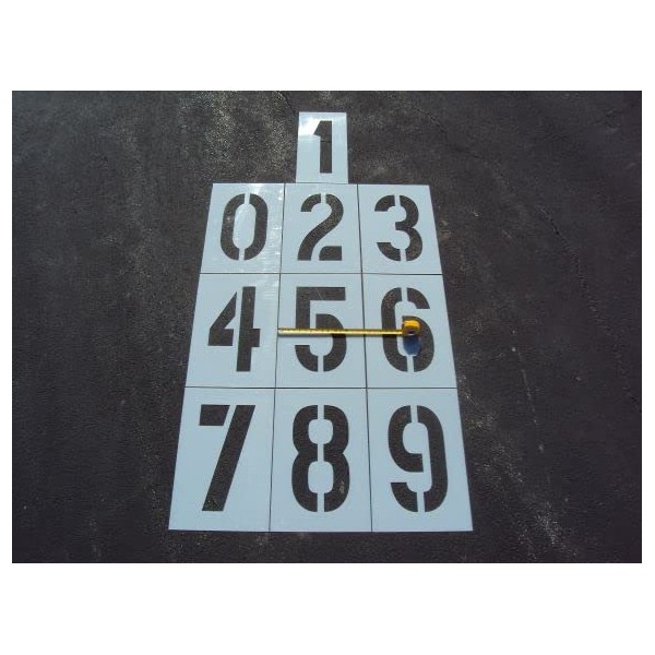 18" Number Stencils - 9" Wide Numbers - 60 Mil - (1/16" Thick) Parking Lot Stencils