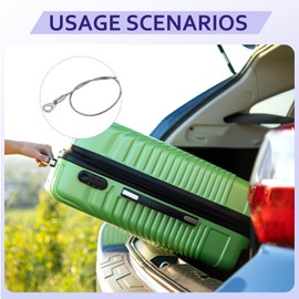 LUMLLSAJI Safety Cable Locks - 12 Pcs Security W Loop Locks Ropes with Key Ring for Stage Lighting Baggage - Stainless Steel - 2 mm x 30 cm - Silver