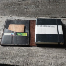 JJNUSA Refillable Handmade Notebook For Writing Vintage Retro Leather Travel Journal Cover For Leuchtturm 1917 Medium A5 Cover For Jottbook ‎5.75" X 8.25" Dark Brown