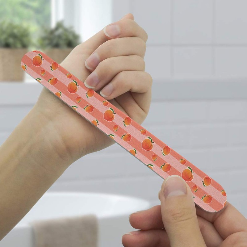 Cute Peaches and Stripes Pattern Double-Sided Nail File Emery Board