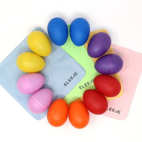 Egg Shakers, 6 Colors, Set of 12, Eggs, Maracas, Children,