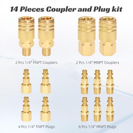 Air Hose Fittings 1/4 NPT Air Tool Fittings 1/4" Air Compressor Accessories & Attachments, Air Hose Repair Kit, Quick Connect Air Hose Fittings, Air Line Fittings Coupler and Plug Kit