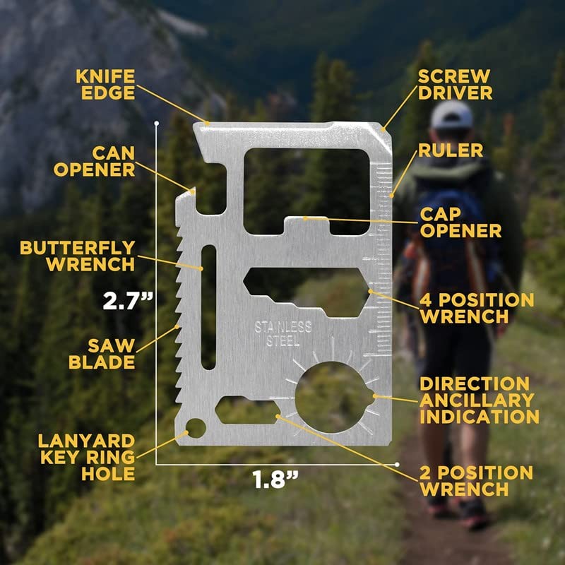 Credit Card 11-in-1 Survival Pocket Tool, Thickened Stainless Beer Opener