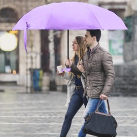 OXTXO Small Umbrella - 8 Ribs Compact Mini Pocket Umbrella for Rain and Sun, Windproof and Strong with Protective Box and UPF >50+ Protection for Women Purse, Purple