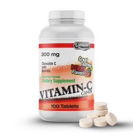 Landau Chewable Vitamin C Candy 300 Mg. Great Tasting Berry Flavor (250Count)