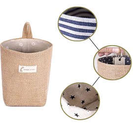 3 Stück Baumwolle und Leinen Storage Basket，Baumwolle Leinen Aufbewahrungstasch, Hängende Aufbewahrungstasche，Abnehmbar, Faltbar, Waschbar, für Die Wand, Tür, Badezimmer，Make-Up, Schlüssel