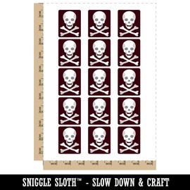 Skull and Crossbones Solid Temporary Tattoo Water Resistant Fake Body Art Set Collection - 15 2" Tattoos (1 Sheet)