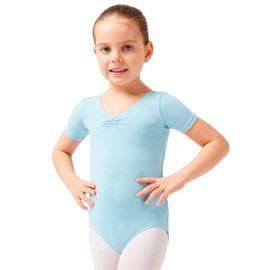 tanzmuster Lisa Children's Ballet Leotard Made of Cotton with Rhinestones in Pink, White, Light Blue, Black and Lavender, lightblue