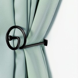 CHIMEI Black Curtain Holdbacks 2PCS, Small Out Door Curtain Wall Hook Drapes, Tiebacks Pull Back for Curtains, Decorative Curtain Hold Backs with Screws for Outdoor, Bedroom, Livingroom, Office