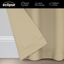 Eclipse Darrell Thermaweave Blackout Grommet Extra Wide 84" x 100" Sliding Patio Door Curtain Panel in Wheat