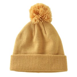Connectyle Pom Pom Beanies for Women Warm Knit Hats Acrylic Winter Skull Cap Ski Cuff Cap L Yellow