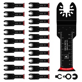 Abizarch 20Pcs Bi-Metal Oscillating Saw Blades Universal Oscillating Multitool Blades with 3 Spacer Adapters Arc Edge Multitool Cutting Blades Kit for Soft Metal Hardwood(20pcs)