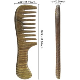 Beomeen Hair Comb Wooden Wide Tooth Combs for Curly, Hair Detangling Natural Green Sandalwood for Women and Men, Detangles Wet or Dry, Thin, Thick, Wavy or Straight Hair, Scalp Massager, Anti-static