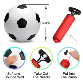 16cm Mini Soccer Bouncy Balls for Kids Toddlers, Indoor Soft Replacement Rubber Balls for Soccer Goal, Baby Soccer Balls for Beach Pool Lawn Backyard Garden Playground (3PCS)