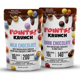 POINTS! KRUNCH Milk + Dark Chocolate High Protein Snack, 10g of Protein, Coated Candy Shell with a Crispy Whey Center, Healthy Protein Packed Candy, No Artificial Additives, Created by Hummii Snacks (Variety Pack, 20 Pack, 1.5oz each)