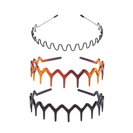 YMPEKA 3-Piece Hairband Set, Zig Zag & Wavy Design - Metal Headbands for Women, Unisex Hair Accessory, Fashion Headband with Teeth for Sports, Everyday Use & Hair Protection