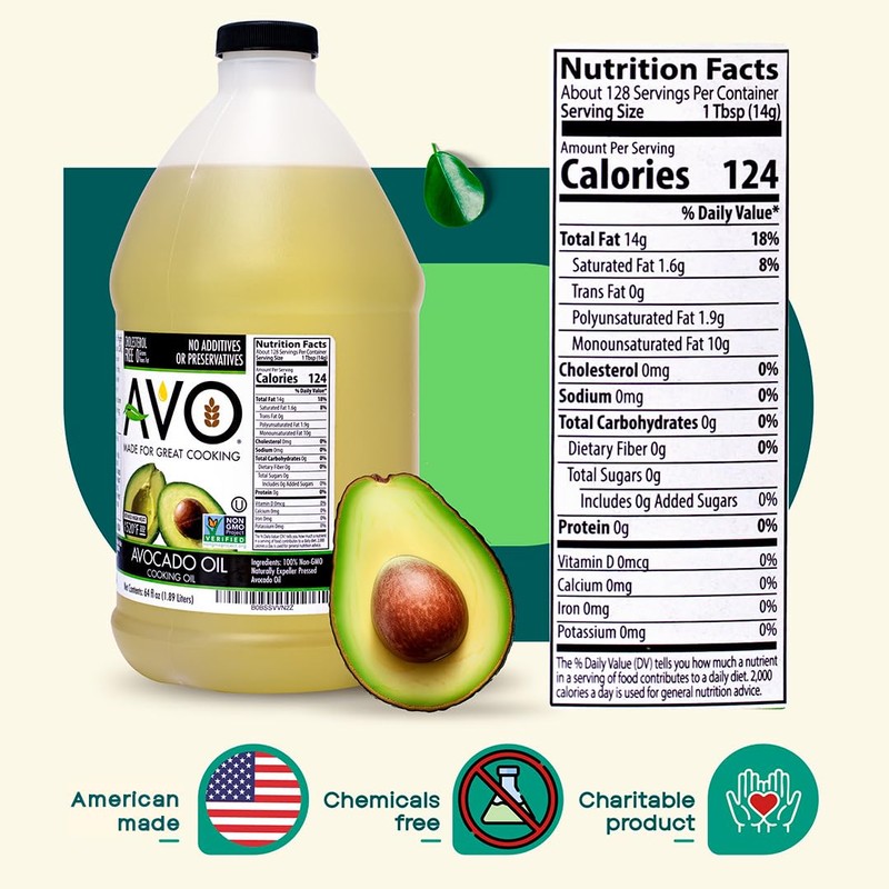 AVO NON GMO 100% Avocado Oil, 64 Fl-oz, NO Preservatives
