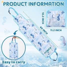 Briwooody Baby Gel Seat Cooling Pad Foldable Car Seat Cooler for Baby Toddler Kid, Soft Breathable Car Seat Mat Multifunctional Universal Stroller High Chair Car Liner for Hot Weather (Sea Horse)