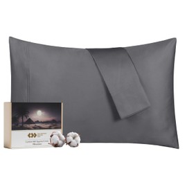 California Design Den Luxury 100% Egyptian Cotton Pillowcases Standard Set of 2, Sateen Weave, Soft, Breathable & Cooling Grey Standard/Queen Pillow Cases to fit Standard/Queen Size Pillows