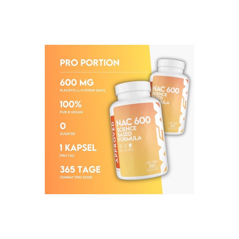 WFN Approved NAC 600 mg per Capsule - 365 Capsules