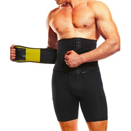 NINGMI Waist Trainer for Men Sweat Belt - Sauna Trimmer Stomach Wraps Workout Band Male Waste Trainers Corset Belly Strap Black