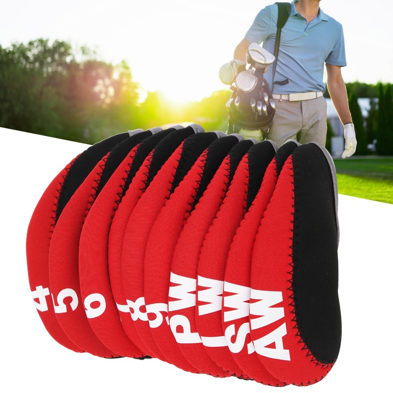 10Pcs/set Leather Golf Club Iron Head Covers Golf Putter Club