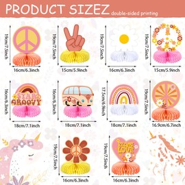 10 Pieces Two Groovy Party Decorations Groovy Retro Hippie Boho Party Honeycomb Centerpieces Table Toppers Double Sided Rainbow Daisy Flower Decorations for Girls Star Groovy Daisy Birthday Baby Shower Party Supplies