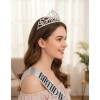 Feliz Cumpleaños Corona Y Faja Para Mujer Diademas Fiesta Plata