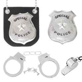 CXNXFD Police Role Play Toy Set Detective Set Accessories with Police Badge Handcuffs with Keys Whistle Police Role Play Costume Accessory for Dress Up Play Costume Carnival Cosplay