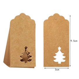 50 Pieces Paper Gift Tags Kraft Hang Labels Christmas Tree Snowflake Shape Hanging Labels with Twines String for Gift Wrapping