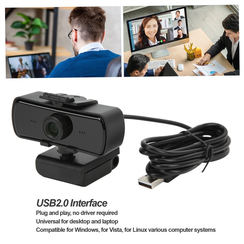 Computer Camera HD 1440p Noise Reduction USB Webcam with Mic