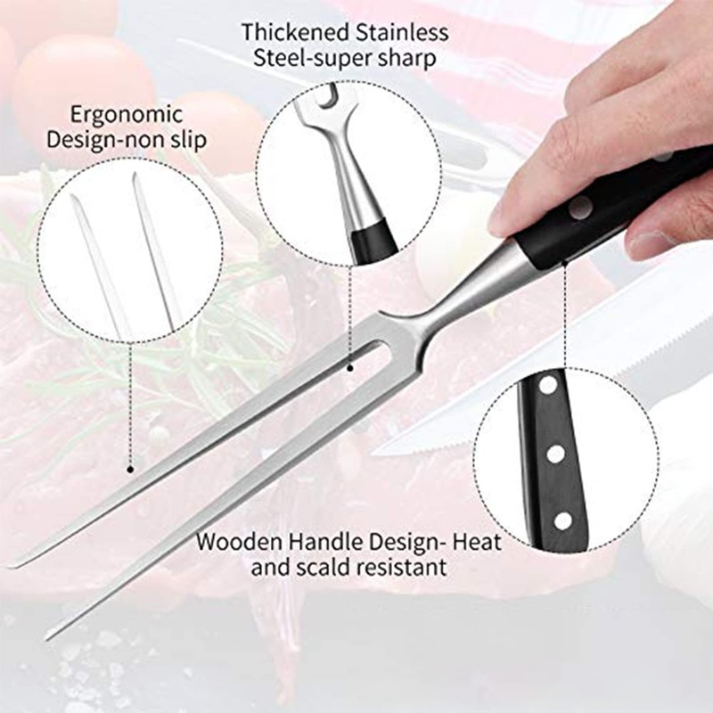 Meat Fork with Handle - 29 cm Stainless Steel Meat