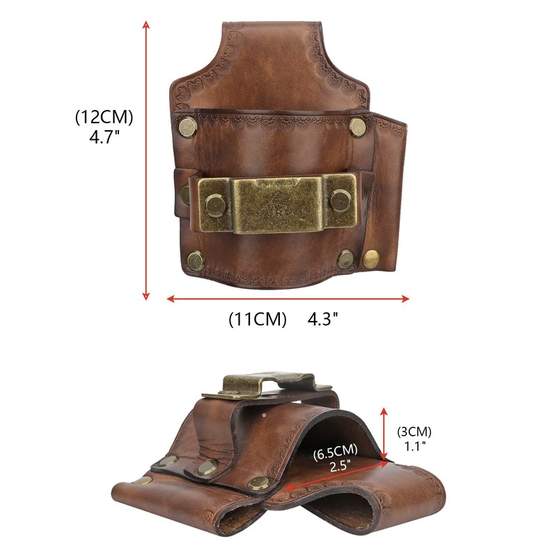 TOURBON Leather Tool Holster Hammer Tape Measure Pencil Holder for